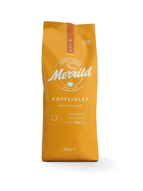 Merrild Koffeinfri Kaffe - 400 g - Mild og Aromatisk Nydelse