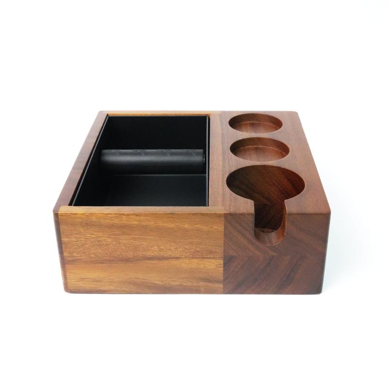 Premium Knock Box og Tamping Station i Valnød fra Sopresta