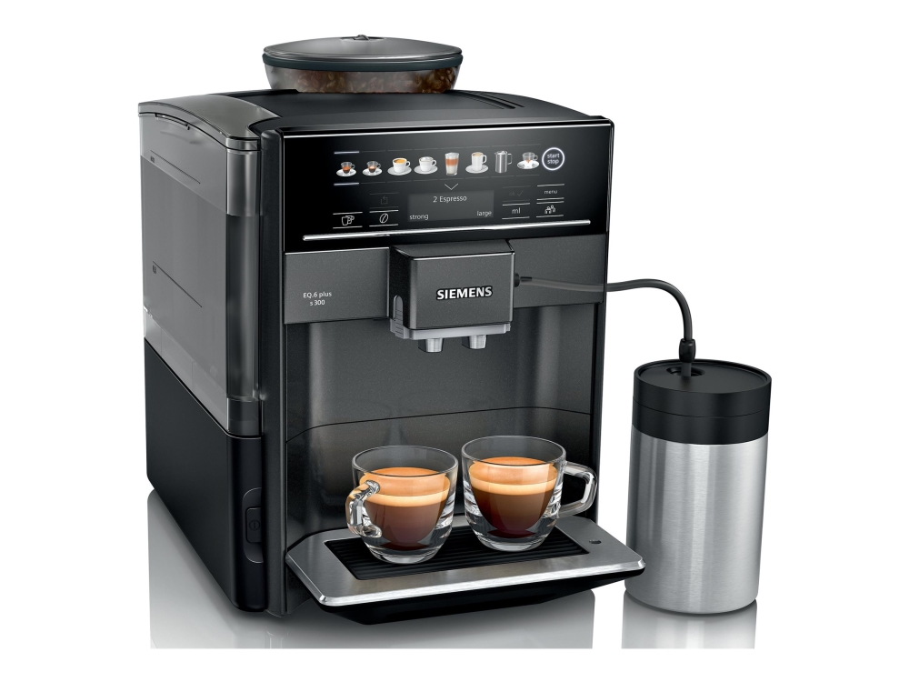 . Plus Temrw  Automatisk Kaffemaskine Med ælkeskummer  Bar  Safirsort Metallisk fra Siemens hos Computersalg.dk 4242003887592