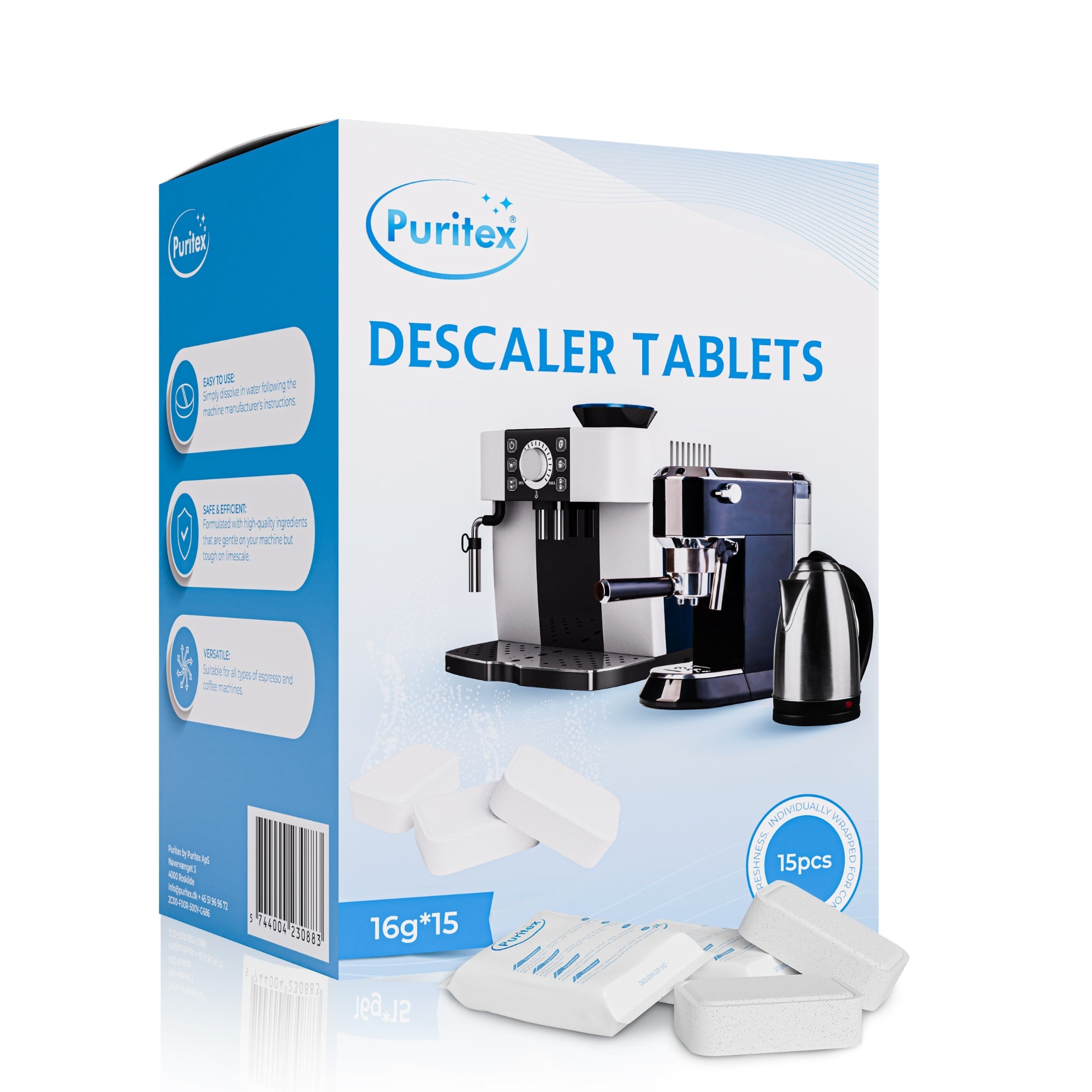 Afkalkningstabletter Til Kaffe  Espressomaskiner Stk.  Stk. fra Puritex hos Kaffepro.dk 5744004230883