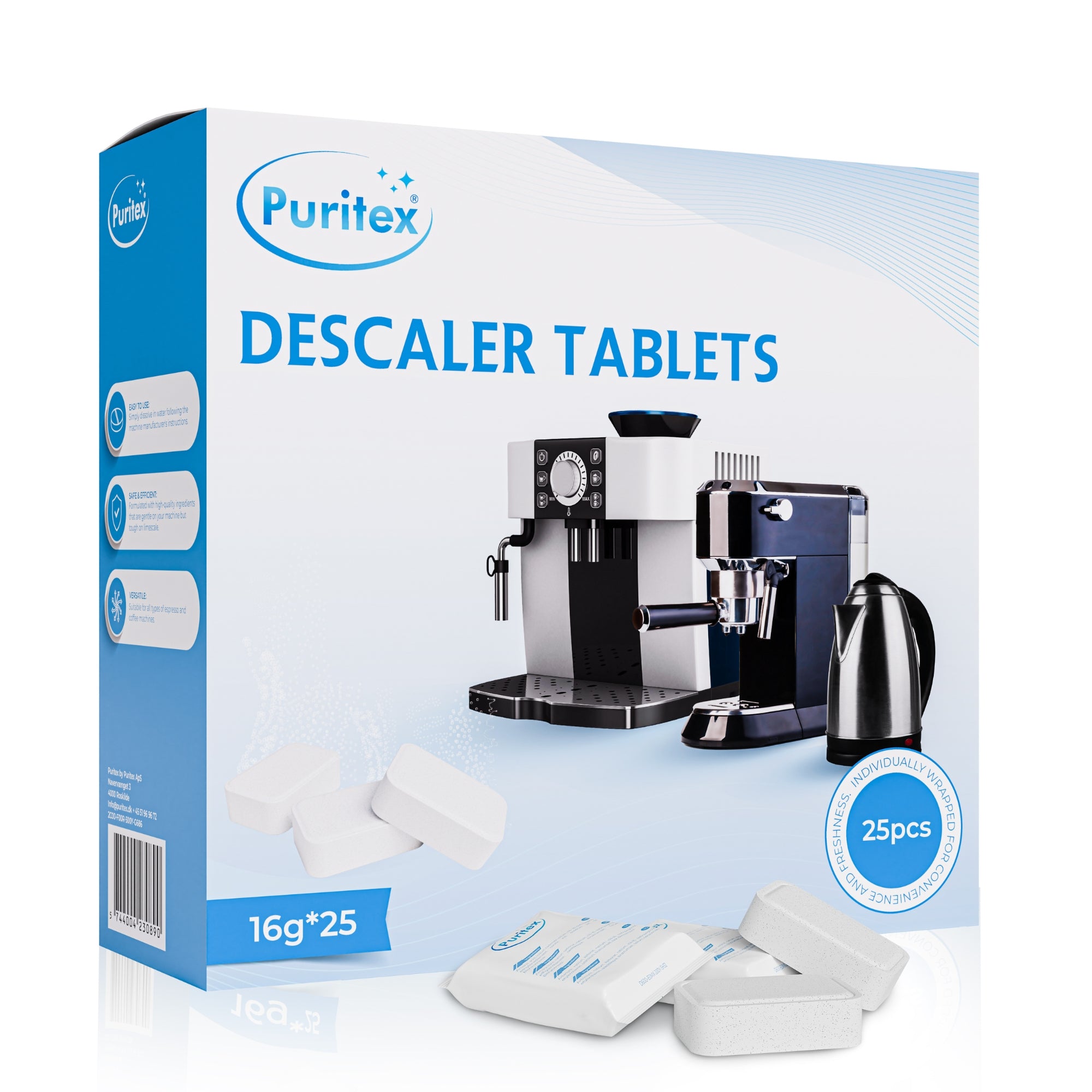 Afkalkningstabletter Til Kaffe  Espressomaskiner Stk.  Stk. fra Puritex hos Kaffepro.dk 5744004230890