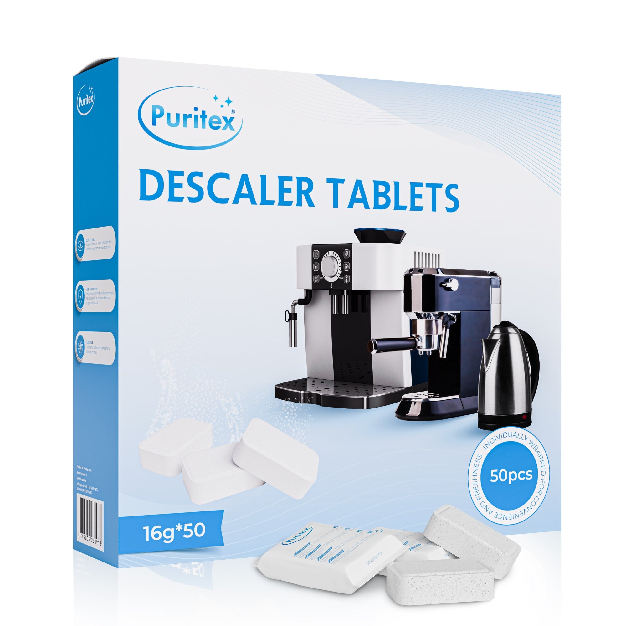 Afkalkningstabletter Til Kaffe  Espressomaskiner Stk.  Stk. fra Puritex hos Kaffepro.dk 5744004230913